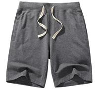 Amy Coulee Men's Casual Classic Shorts Athletic Cotton Sweat Shorts with Drawstring, Dark Grey, Large