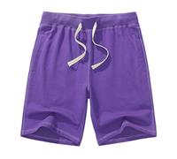Amy Coulee Men's Casual Classic Shorts Athletic Cotton Sweat Shorts with Drawstring, Purple, XX-Large