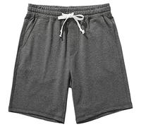 AMY COULEE Men's Casual Shorts 8" Cotton Athletic Workout Shorts Lounge SweatShorts with Pockets, Dark Gray, Medium