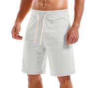 Amy Coulee Mens Cotton Shorts Casual Sports Shorts with Pockets Athletic Workout Shorts (1X Big, Beige)