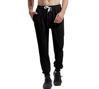 Amy Coulee Mens Joggers Sweatpants Slim Fit Tracksuit Bottoms Black Sport Trousers (Black, M)