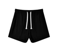 Amy Coulee Mens Pyjamas Shorts Cotton Lounge Sleep Shorts 4 Inch Pyjama Bottoms with Drawstring (Black, L)