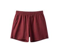 Amy Coulee Mens Pyjamas Shorts Cotton Lounge Sleep Shorts 4 Inch Pyjama Bottoms with Pockets (Wine Red, M)
