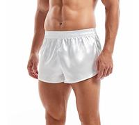 AMY COULEE Mens Running Shorts Stain Ranger Shorts Sexy Split Side Lounge Shorts 3" Short Workout Shorts, White, Small