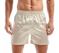 Amy Coulee Mens Satin Boxer Shorts 5 Inch Silky Pyjamas Shorts Lightweight Sleeping Shorts (Champagne, L)