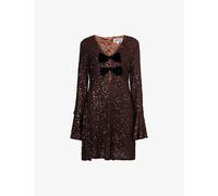 Amy Lynn Womens Amy Lynn Diana Sequin Woven Mini Dress Brown 14
