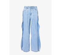 Amy Lynn Womens Blue Wavy-trim Wide-leg High-rise Stretch-denim Jeans Xl