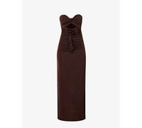 Amy Lynn Womens Brown Bardot-neck Floral-embellished Stretch-woven Maxi Dress Xl