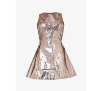 Amy Lynn Womens Gunmetal Metallic Round-neck Faux-leather Mini Dress Xs
