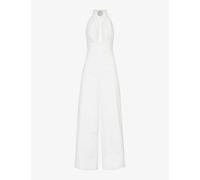 Amy Lynn Womens White Crystal-embellished High-neck Cotton Jumpsuit Xl