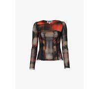 Amy Lynn Womensabstract-print Slim-fit Stretch-mesh Top L