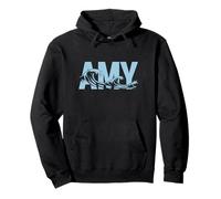 Amy Sea Waves - Personalized Name Ocean Beach Art Pullover Hoodie