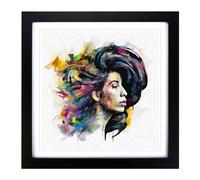 Amy Winehouse Abstract Framed Print | 18x18 Inch Black Framed Wall Art | Ready to Hang | Abstract Fantasy Picture | Living Room Bedroom Lounge Office
