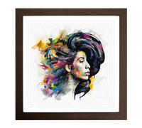 Amy Winehouse Abstract Framed Print | 18x18 Inch Walnut Framed Wall Art | Ready to Hang | Abstract Fantasy Picture | Living Room Bedroom Lounge Office