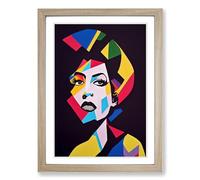 Amy Winehouse Abstract Framed Wall Art Print A2 Oak