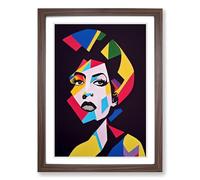 Amy Winehouse Abstract Framed Wall Art Print, Ready to Hang Picture for Living Room Bedroom Home Office, Walnut A2 (48 x 66 cm)