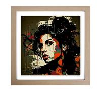 Amy Winehouse Bauhaus Framed Print | 18x18 Inch Oak Framed Wall Art | Ready to Hang | Modern Nature Picture | Living Room Bedroom Lounge Office