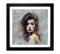 Amy Winehouse Conceptual Art Framed Wall Art Print 18x18 Inch Black