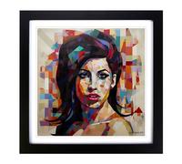 Amy Winehouse Constructivism Framed Wall Art Print 18x18 Inch Black