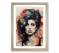Amy Winehouse Constructivism Framed Wall Art Print A2 Oak