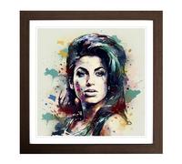 Amy Winehouse Digital Art Framed Print | 18x18 Inch Walnut Framed Wall Art | Ready to Hang | Modern Nature Picture | Living Room Bedroom Lounge Office