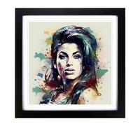 Amy Winehouse Digital Art Framed Wall Art Print 18x18 Inch Black