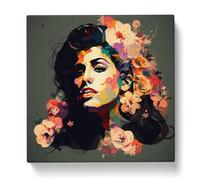 Amy Winehouse Floral Art Canvas Print | Gallery Wrapped 30mm Frame Wall Art | 20x20 inches | Ready to Hang | Modern Floral Picture | Living Room Bedroom Lounge Office