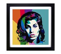 Amy Winehouse Pop Art Framed Wall Art Print 18x18 Inch Black
