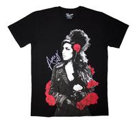 Amy Winehouse Rose Portrait T-Shirt, Black, L