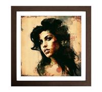 Amy Winehouse Vintage Art Framed Print | 18x18 Inch Walnut Framed Wall Art | Ready to Hang | Classic Nature Picture | Living Room Bedroom Lounge Office