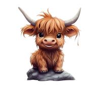 amy2004marie Fabric Panel 8""x8"" Baby Highland Cow 100% Cotton Quilting Panel Square H336