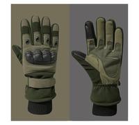 AMYALIN Gloves Winter Men‘s Motorcycle Riding Gloves Skiing Shell Break Fleece Field Thermal Sports Glove(Green,M)