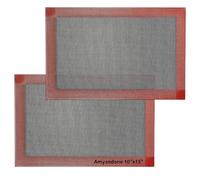 Amyandone Perforated Silicone Baking Mat for Jelly Roll Pan, Non-Stick Eclair Baking Mat for 10 x 15-inch Tray Pan, 2 Pcs Mesh Cookie Sheet Liner for Homemade Bread, Sugar Cookie and Pastry