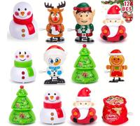 Amyang 12PCS Christmas Wind Up Stocking Stuffers, Christmas Wind Up Toys Set Pull Back Cars Jumping Walking Toys for Goodie Bag Fillers Party Favors
