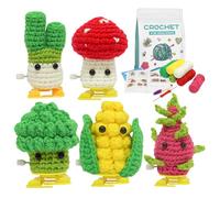 Amyang Beginners Crochet Kit, Crochet Kit for Beginners Adults and Kids,Complete Crochet Set to Make 5Pcs Walking Vegetable,Include Yarn, Eyes, Stuffing, Crochet Hook,Instruction and Video Tutorial