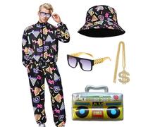 Amycute 80s Shell Suit for Men Women Retro 80s Tracksuit, 1980s Disco Fancy Dress 80s 90s Costume Outfits Adults Halloween