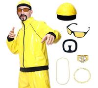 Amycute 90s Rapper Celebrity Costume for Adults, Men’s 80s 90s Fancy Dress with Accessories Kit, Ali-g Costume Adults Funny Rapper Halloween Stag Do Fancy Dress Outfits