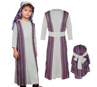 Amycute Shepherd Costume for Kids Nativity Christmas Costume Joseph Innkeeper Fancy Dress Outfit for Boys 4-10 Years(L(6-8 Years))