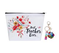 Amycute Teacher Appreciation Gifts for Women, Thank You Teacher Gifts - Teacher Survival Kit Makeup Bag and Keyring, Teacher Leaving Presents from Students