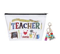 Amycute Teacher Appreciation Gifts for Women, Thank You Teacher Gifts - Teacher Survival Kit Makeup Bag and Keyring, Teacher Leaving Presents from Students