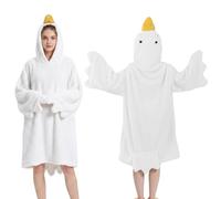 Amycute Wearable Goose Blanket Hoodie Onesie, Funny White Goose Pajamas for Adults, Thick Fleece Warm Nightgown Cosplay Costume for Home Movie Night