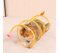 AMYESE Small Cat Tunnels - Interactive Pet Tube Toy, Cat Activity Tunnel with Plush Mouse Bell Feather Toy, Shiny S-Shaped Pet Hunt Chase Training Center for Kitten, Ferret, Small Animals