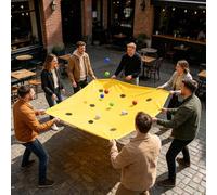 AMYESE Yellow Team Building Activity Tarp with Holes and 8pcs Balls, Office School Field Day Group Teamwork Game, Church Rally, Gym Class Exercise, Family Reunion Fun, Outdoor Party Activity