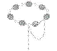 AMYGEM Western Metal Concho Belt for Women Cowgirl Chain Belts for Dresses Jeans Country Concert Outfit Gemstone Belts, Sliver, Length 43" /110cm