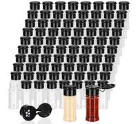 Amyhill 100 Pcs Plastic Spice Bottles Spice Jars with Black Cap Seasoning Jars Shaker 2 Oz/ 60ml Clear Bottle Containers with Shaker Lids for Storing Herbs and Seasoning Powders