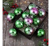 Amyhill 12 Pcs Witch Ornament Gifts 2.36 Inch Pink and Green Christmas Ball Ornament Christmas Tree Witch Hanging Craft for Xmas Gift Holiday Winter Home Party Decor