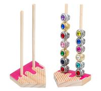 Amyhill 2 Sets Baseball Wooden Ring Holder 10 Inch Tournament Championship Ring Display Holder Stand Ice Cream Pattern Stacked Storage Organizer Softball Christmas Birthday Gift for Sports Lovers