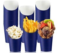 Amyhill 200 Pcs French Fries Holder 14 oz Charcuterie Cups Disposable Take out French Cups Waffle Paper Popcorn Boxes Disposable Sandwich Paper Holder for Wedding Birthday(Blue)