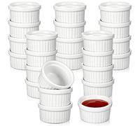 Amyhill 24 Pcs 1 oz Mini Ramekins Small Porcelain Tiny Dipping Sauce Cups Dessert Cups Exactly Designed for Souffle Dish Salsa and Jams