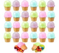 Amyhill 24 Pcs Easter Eggs 2.5 Colorful Pastel Plastic Ice Cream Cones Easter Eggs Bulk DIY Crafts Egg Hunt Basket Bag Empty Stuffers Fillers for Hunt Prizes Gifts Party Favor
